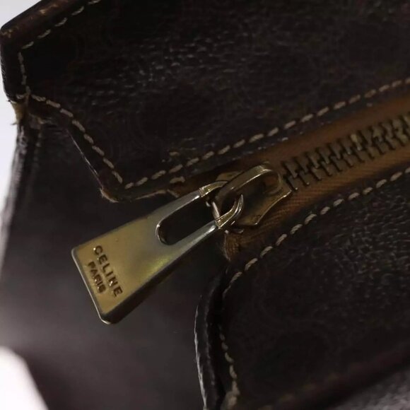 CELINE Macadam Canvas Hand Bag PVC Leather Brown Gold Auth - Picture 11 of 16